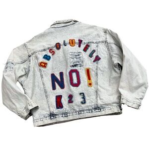 Vintage 80s NO! Absolutely NO! by Claude Attias Acid Wash Rigid Denim Jacket
